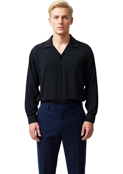 Erkek Apaş Yaka Düz Desenli Gömlek Fonksiyonel Dayanıklı Kaliteli Konforlu Estetik Premium