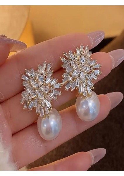 Zarif Incili Kar Tanesi Küpeler fırsatları