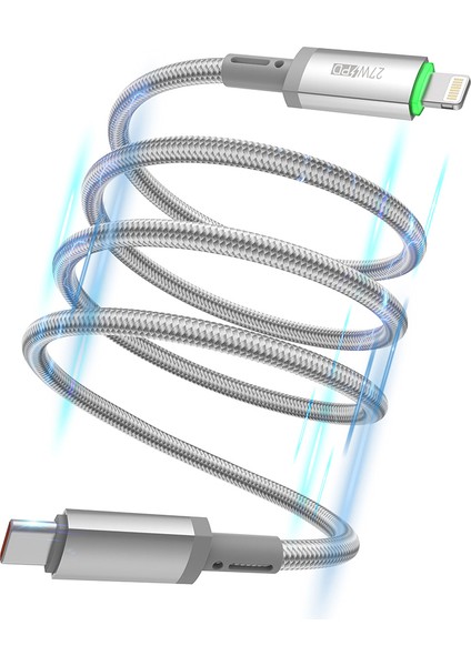 WI-C083 Maglink Serisi Işıklı Magnetik Type-C To Lightning Pd Data ve Şarj Kablosu 27W 1m Gri fiyatları