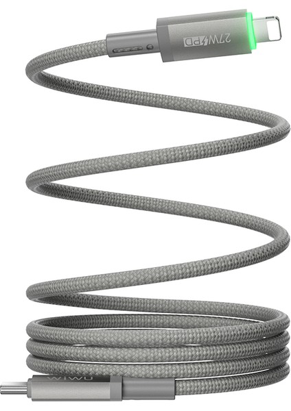 WI-C083 Maglink Serisi Işıklı Magnetik Type-C To Lightning Pd Data ve Şarj Kablosu 27W 1m Gri modelleri