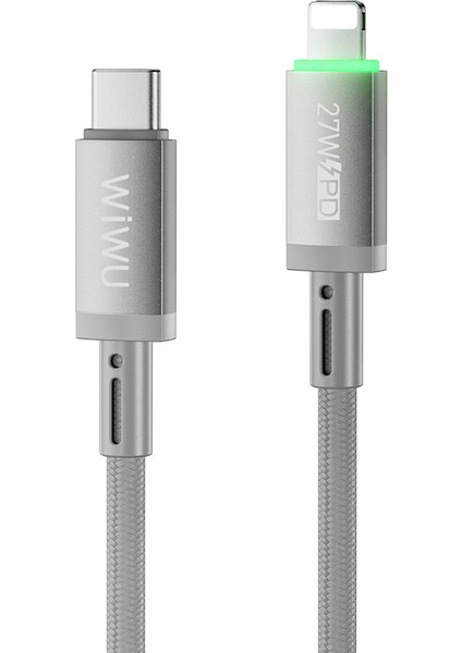 WI-C083 Maglink Serisi Işıklı Magnetik Type-C To Lightning Pd Data ve Şarj Kablosu 27W 1m Gri fırsatları