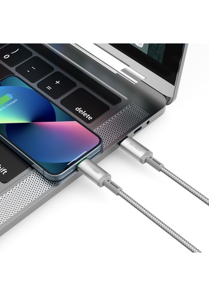 WI-C083 Maglink Serisi Işıklı Magnetik Type-C To Lightning Pd Data ve Şarj Kablosu 27W 1m Gri indirimleri