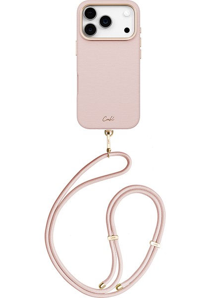 iPhone 17 Pro Uyumlu Kılıf M-Safe Şarj Özellikli Askı Ipli Coehl Mirelle Kapak Pembe