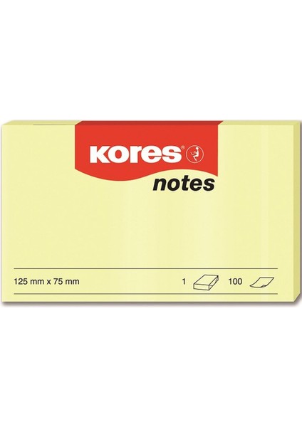 Kores Yapışkanlı Not Kağıdı Sarı 125X75 mm 100 Syf
