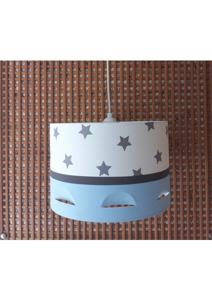 Beyaz Yıldızlı Mavi M-363 Motifli Avize Kumaş Kaplama Çocuk Odası ve Bebek Odası Avize Sarkıt fiyatları