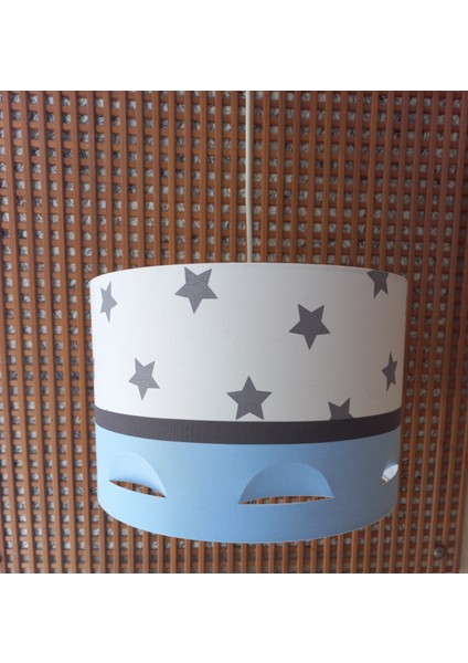 Beyaz Yıldızlı Mavi M-363 Motifli Avize Kumaş Kaplama Çocuk Odası ve Bebek Odası Avize Sarkıt modelleri