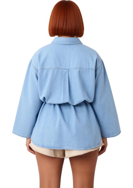 Kadın Oversize Bol Kesim Denim Gömlek Bağlama Detaylı Şehir Stili Konforlu ve Modern Giyim Seçeneği indirimleri