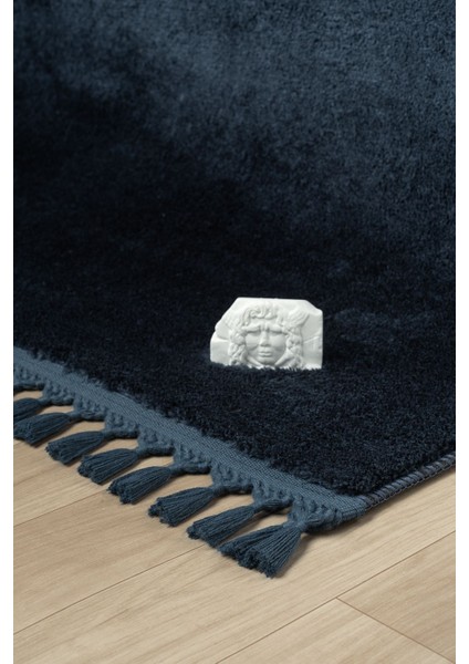 Cloudy Mavi Örgü Saçaklı Peluş Yumuşacık Yıkanabilir Kaymaz Taban Halı Salon Oturma Odası Koridor fiyatları