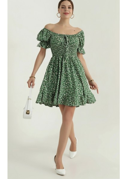 Çiçek Desenli Gipeli Elbise