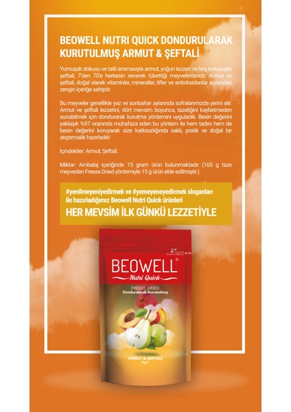 Nutri Quick – Freeze Dried Dondurularak Kurutulmuş Armut & Şeftali