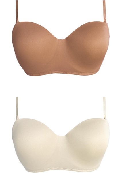 Balenli Toparlayıcı Dolgusuz Straplez Sütyen 2li Paket-3 modelleri