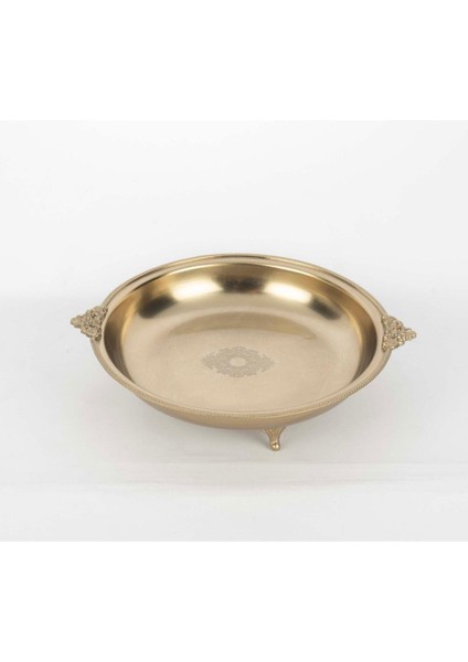 Pirinç Işlemeli Yuvarlak Tepsi 25X6CM