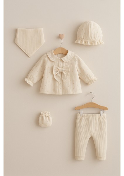 Kız Bebek 5'li Yeni Doğan Dantelli Müslin Zıbın Takımı %100 Pamuk | Yeni Doğan Hediyelik fırsatları