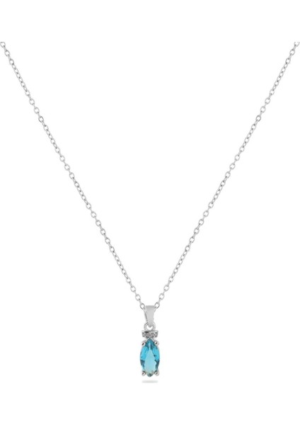 Zirkon Kolye Silver 45 cm