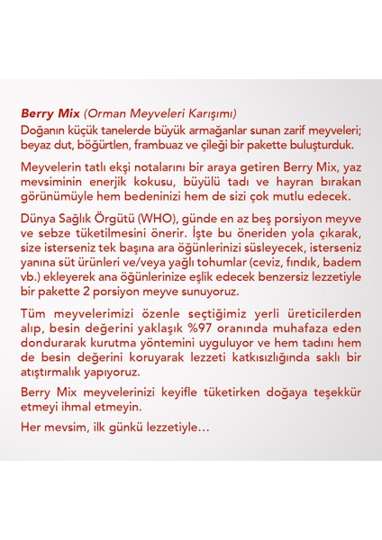 Berry Mix 6’lı Set Beyaz Dut, Böğürtlen, Frambuaz, Çilek Orman Meyveleri Karışımı modelleri