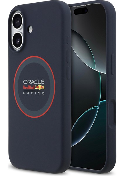 iPhone 17 Uyumlu Kılıf Redbull Lisanslı M-Safeli Kırmızı Halka ve Logo Silikon Kapak Lacivert