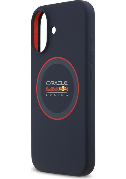 iPhone 17 Uyumlu Kılıf Redbull Lisanslı M-Safeli Kırmızı Halka ve Logo Silikon Kapak Lacivert
