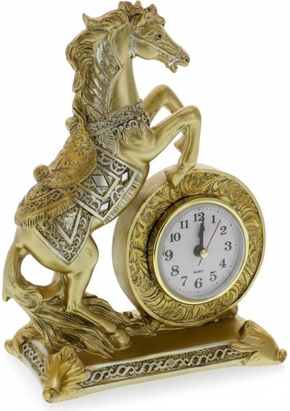 Lüks Işlemeli Saatli At Heykeli Dekoratif Masaüstü Biblo Ev & Ofis Hediyesi 16 Cm. Yeni Yıl Hediyesi indirimleri