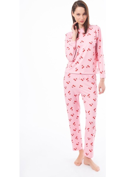 Desenli Yumuşak Dokulu Uzun Kollu Bisiklet Yaka Pi