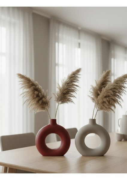 Yılbaşı Hediyesi: Pampaslı Kışlık Dekorasyon Ikili Halka Vazo Seti modelleri