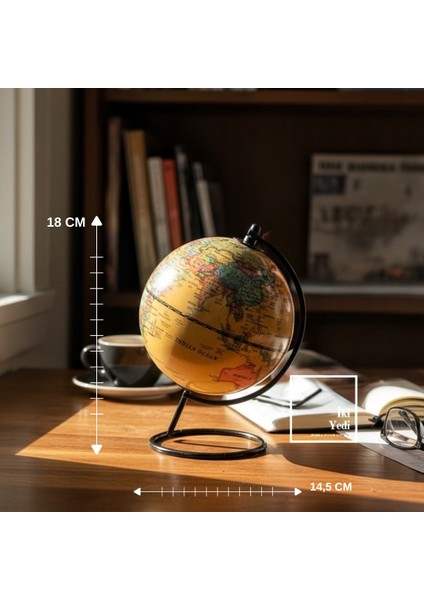 Precio Dekoratif Dünya Küresi, Retro Masa Üstü Küre, Sarı Küre Biblo, Ev Ofis Hediyesi Aksesuarlar