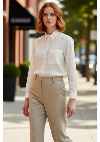 Kadın Geniş Kalıp Dokuma Gömlek Fonksiyonel Dayanıklı Kaliteli Konforlu Estetik Premium Şık