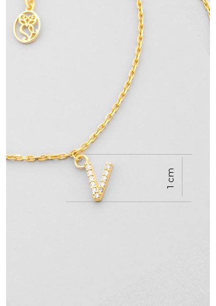 V Harfi 18 Ayar Sarı Altın Kaplama 18 cm Gümüş Bileklik fiyatları