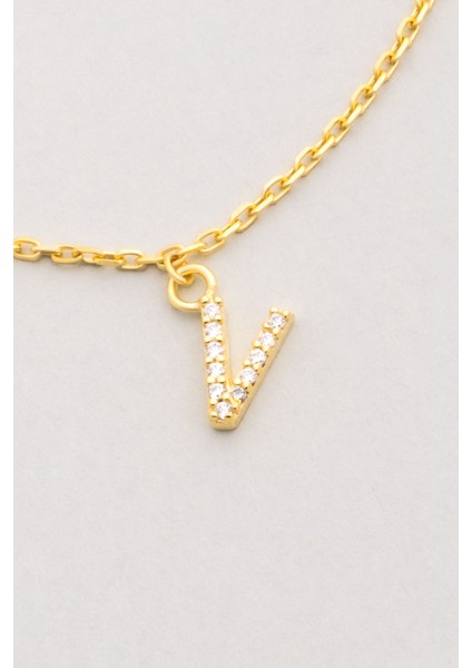 V Harfi 18 Ayar Sarı Altın Kaplama 18 cm Gümüş Bileklik modelleri