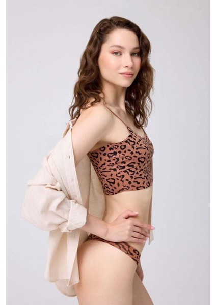 Desenli Lazer Kesim Ayarlanabilir Ince Askılı Crop Büstiyer 3'lü Paket-2 modelleri