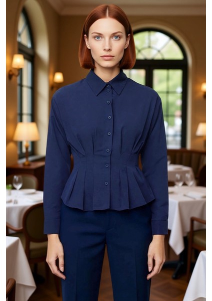 Kadın Dokuma Gömlek Bele Oturan Kesim Ofis Özel Davetler Modern Bir Görünüm Sunar Kaliteli fiyatları