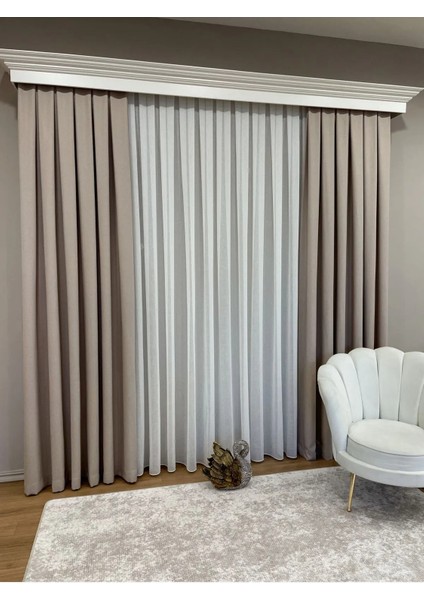 Keten Kum Beji Rengi 1/2,5 Normal Pile Kalın Tek Kanat Fon Perde fırsatları