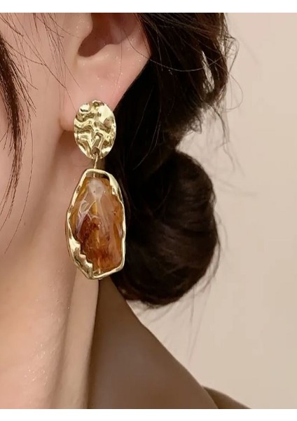 Vintage Zarif Geometrik Şekilli Sallantılı Küpeler-Kc Altın Kaplama