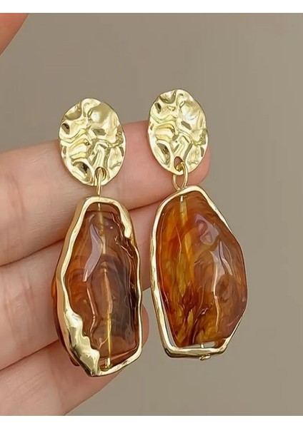 Vintage Zarif Geometrik Şekilli Sallantılı Küpeler-Kc Altın Kaplama fiyatları