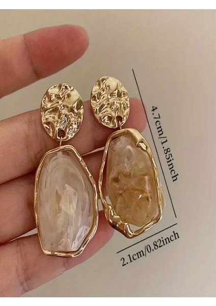 Vintage Zarif Geometrik Şekilli Sallantılı Küpeler-Kc Altın Kaplama fırsatları