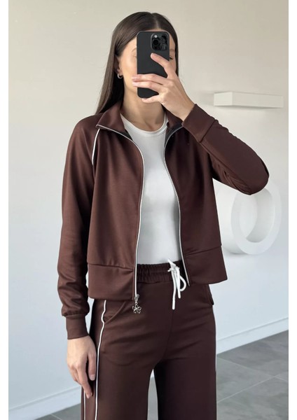 Kadın Şerit Detaylı Fermuarlı Eşofman Takımı P-00019042 fırsatları