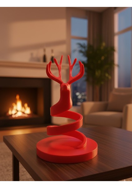3D Tasarım Geyik Figürlü Spiral Gece Lambası – Dekoratif LED Işık