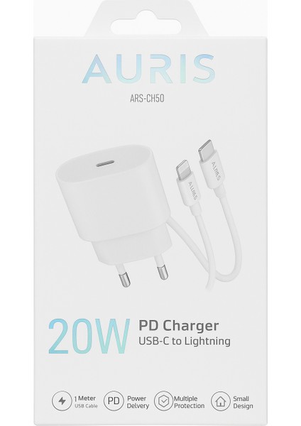 Auris ARS-CH50 20W iPhone Uyumlu Type-C Çıkışlı Şarj Aleti Seti