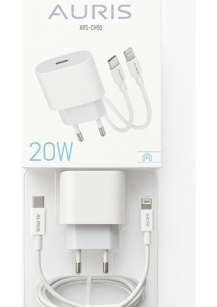 Auris ARS-CH50 20W iPhone Uyumlu Type-C Çıkışlı Şarj Aleti Seti modelleri