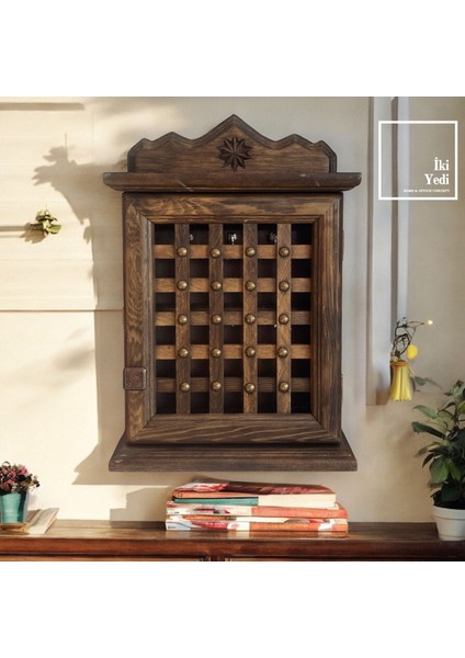 Ethel El Oyması Ahşap Anahtarlık Kutu – Duvara Asma Dekoratif Askılık, Antre Ofis Hediyelik Obje