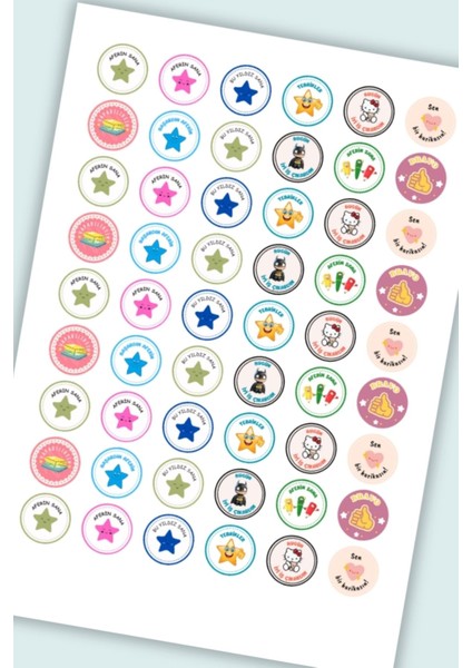 54 Adet Öğretmen Stickerı Motivasyon/ Öğrenci /ödül / Ödev Stickerı /a4 Boyutu/2,5 cm modelleri