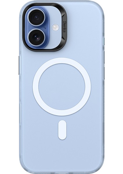 iPhone 17 Uyumlu Kılıf M-Safe Şarj Özellikli Benks Lucid Armor Magnetik Kapak Açık Mavi