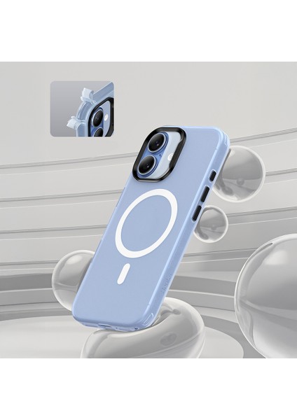 iPhone 17 Uyumlu Kılıf M-Safe Şarj Özellikli Benks Lucid Armor Magnetik Kapak Açık Mavi modelleri