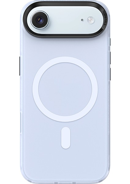 iPhone 17 Air Uyumlu Kılıf M-Safe Şarj Özellikli Benks Lucid Armor Magnetik Kapak Açık Mavi