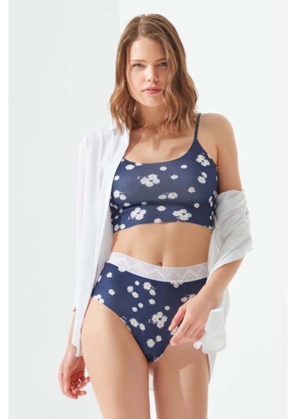 Ayarlanabilir Askılı Lazer Kesim Desenli Crop Büstiyer 3'lü Paket - 2 modelleri