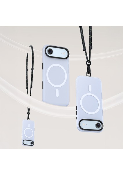 iPhone 17 Air Uyumlu Kılıf M-Safe Şarj Özellikli Benks Lucid Armor Magnetik Kapak Açık Mavi