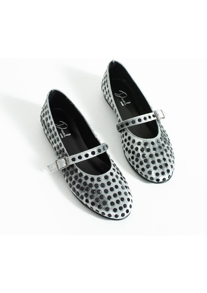 Ruby Kadife Taş Detaylı Bilekten Bağlamalı Kadın Babet modelleri