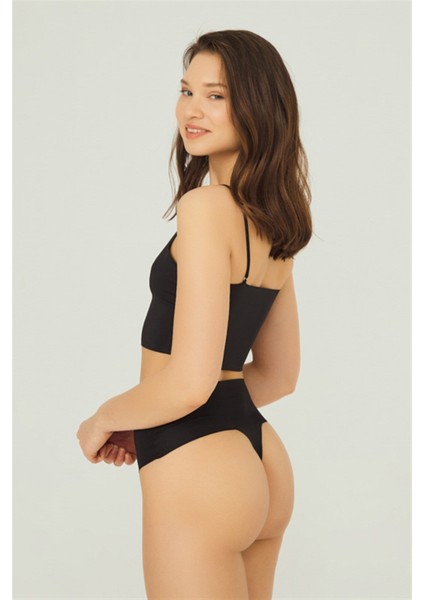 Lazer Kesim Esnek Iz Yapmayan Yüksek Bel Tanga 3'lü Paket Külot - 5 fiyatları