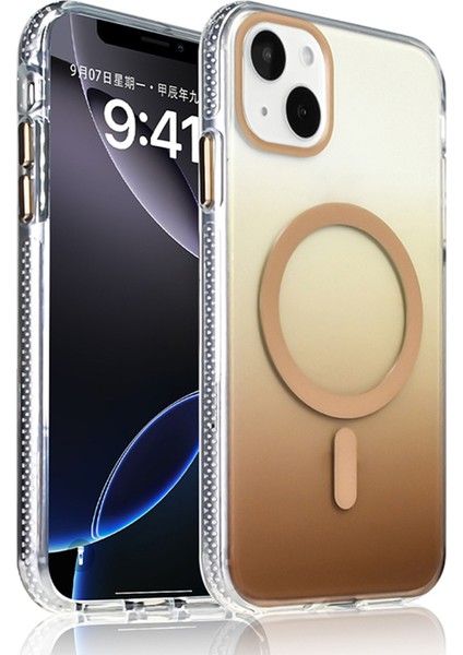 Apple iPhone 15 Uyumlu M-Safe Şarj Özellikli Transparan Renk Geçişli Kılıf