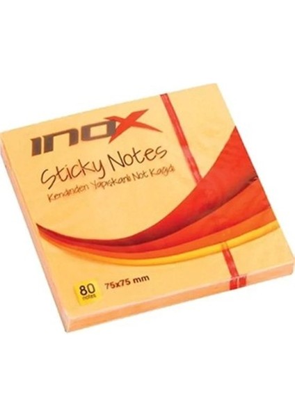 Inox Yapışkanlı Not Kağıdı Şeffaf 75X75 Turuncu 09650--24 Lü