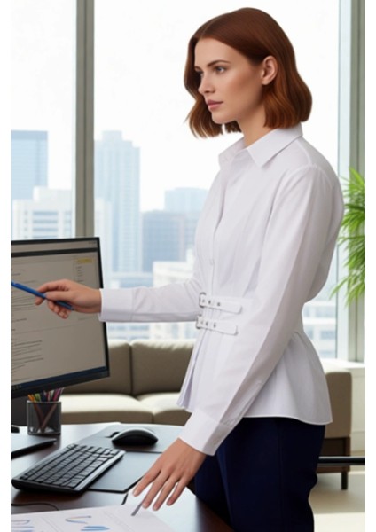 Kadın Kemer Detaylı Pileli Bele Oturan Uzun Kollu Gömlek Modern Şıklık Sunar Gün Boyu Konfor modelleri